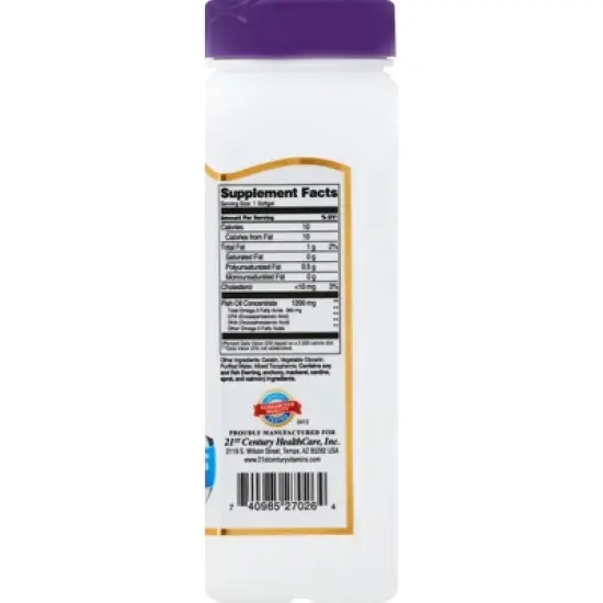 21st Century Omega 3 & 6 Fish Oil 1200Mg Softgels, 90 Count image {3}