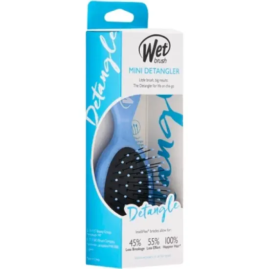 Wet Brush Mini Detangler Hair Brush For Less Pain, Effort and Breakage - Solid Sky Blue image {4}