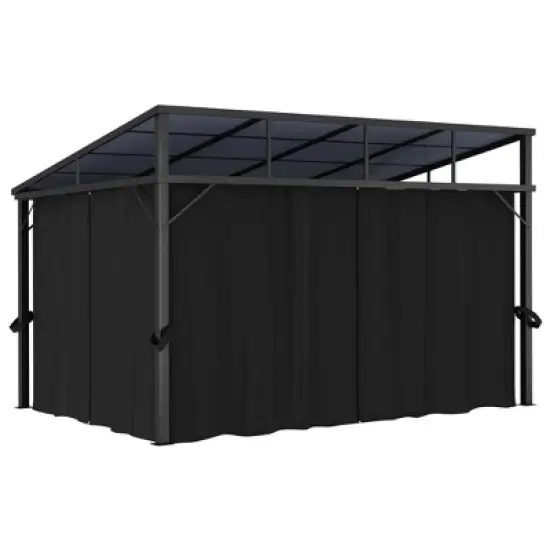 vidaXL Gazebo with Curtains - UV-Resistant PVC Roof - Aluminum and Steel Construction - Anthracite - 13.3'x9.6'x8' - Outdoor Event Shelter image {7}