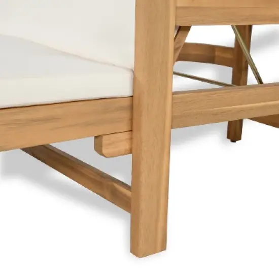 Christopher Knight Home Paolo Outdoor Adjustable Acacia Wood Chaise Lounge with Cushion image {6}