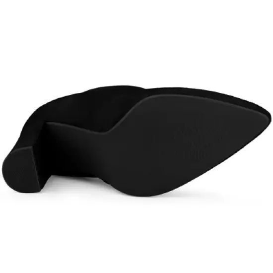 Allegra K Women's Pointed Toe Pull-On Drawstring Block Heel Ankle Boots image {5}