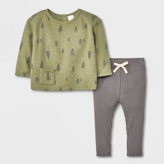 Grayson Collective Baby Boys' 2pc Quilted Pullover & Leggings Set - Green image {2}
