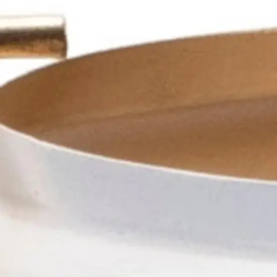 HomeRoots 14" White And Gold Pierced Lattice Metal Lantern Candle Holder image {4}