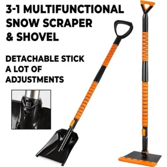 Zone Tech Extendable Snow Squeegee, Ice Scraper and Shovel 42" 5-1 Rotating Snow Squeegee Head, Extendable Ice Scraper, Shovel with Ergonomic Handle image {5}