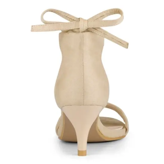 Allegra K Women's Kitten Heel Lace Up Sandals image {2}