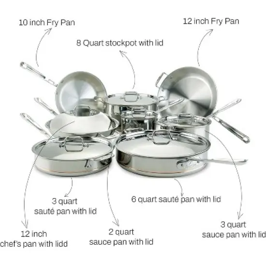 All-Clad Copper Core 5-Ply Stainless Steel Cookware Set 14 Piece image {3}