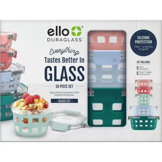 Ello 10pc Mixed Glass Rounds Food Storage Container Set image {1}