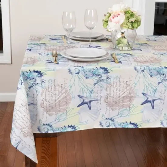 Seabiscuit Coastal Indoor/Outdoor Fabric Tablecloth - Elrene Home Fashions image {3}