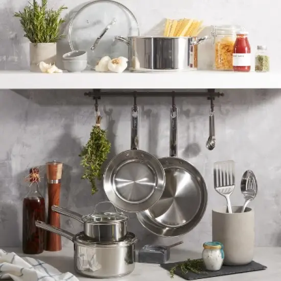 T-fal 14pc Expert Stainless Steel Cookware Set Silver. image {1}