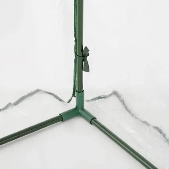 Outsunny 5' x 4' x 7' Lean-to Greenhouse, Walk-in Wall Mounted Hot House & Plant Nursery with 2 Zippered Roll Up Doors, Sloping PVC Cover, Green image {4}