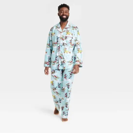 Men's Disney 100 Coat Pajama Set 2pc - Blue image {2}
