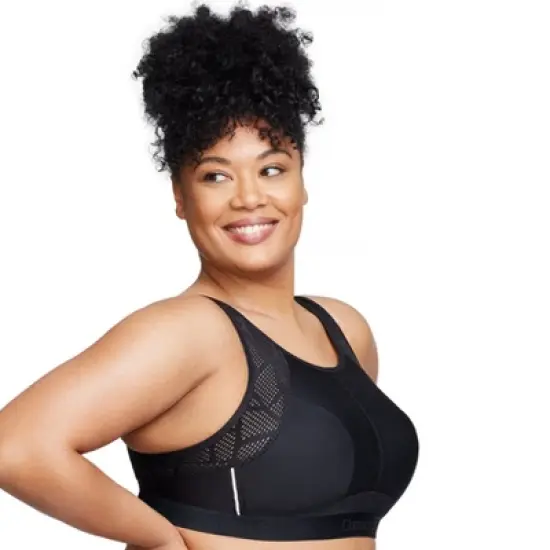 Glamorise Womens No-Sweat Mesh Sports Wirefree Bra 1068 Black image {2}