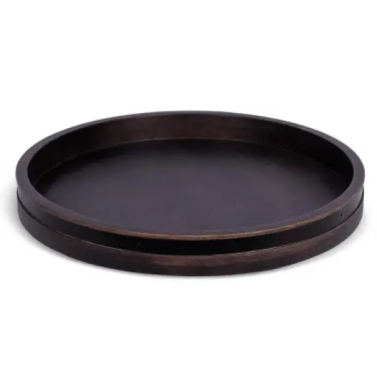 BirdRock Home 18" Wooden Lazy Susan - Black Wood with Iron Accents image {7}