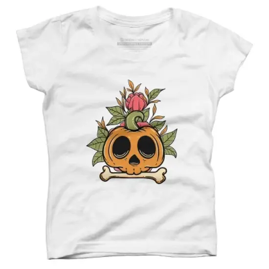 Girl's Design By Humans Halloween with Rose Illustration By rukurustudio T-Shirt image {4}