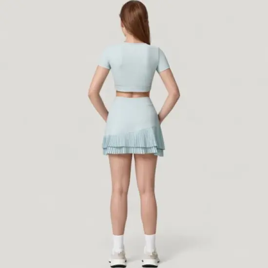 Anna-Kaci Active Women's Short Sleeve Cropped Active Top with Keyhole Front Cutout and Built-In Bra for Medium Support image {4}