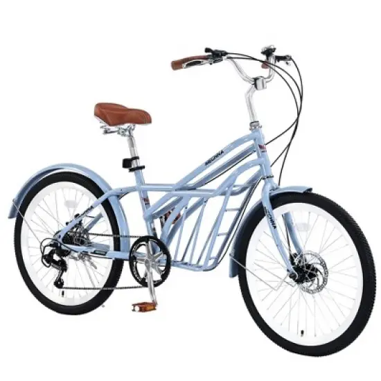 NAYSAYE Bicycle 24 Inch Adult Commuter Bike with 6 Speed Shifter Steel Frame for Daily Rides, Blue, 68.9"*22.4"*46.1" image {5}