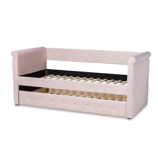 Amaya Velvet Daybed with Trundle - Baxton Studio image {8}