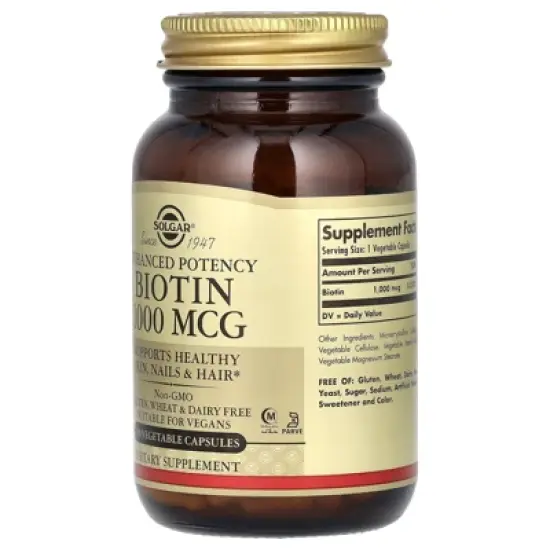 Solgar Biotin, 1,000 mcg, 250 Vegetable Capsules image {3}