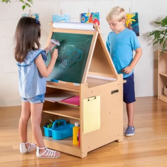 Guidecraft Kids' Desk to Easel Art Cart image {1}