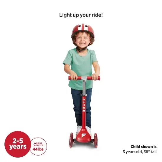 Radio Flyer Glider Junior Kick Scooter with Light Up Wheels: 3-Wheel, Ages 2-5, 44 lb Capacity image {3}