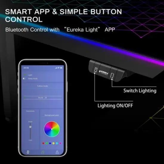 GTG-L60, 60"x23" L Shaped Glass Desktop Gaming Desk,Black,48.54" D x 60'' W x 30" H image {5}