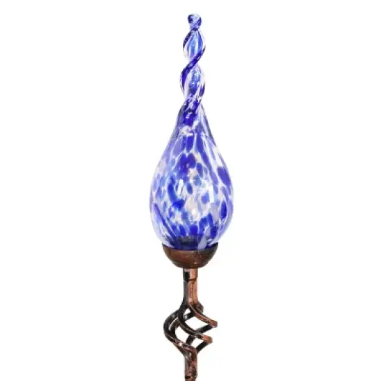 36" Pearlized Glass Solar Flame Stake Blue - Exhart image {9}