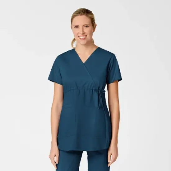 Wink Maternity Mock Wrap Scrub Top image {20}