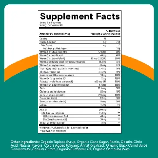 SmartyPants Prenatal Plus Multivitamin & Omegas Gummies with Methylfolate, C, D3, B12 & Zinc -120ct image {4}