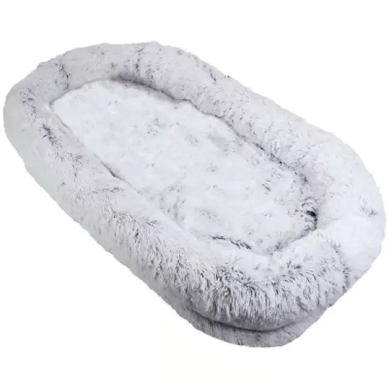 71"Gray Best Human Sized Dog Bed Pet And Human Friendly Pet Beds Lazy Sofa,Washable Faux Fur Giant Human Dog Bed For People Doze Off-Cuddlewood image {4}
