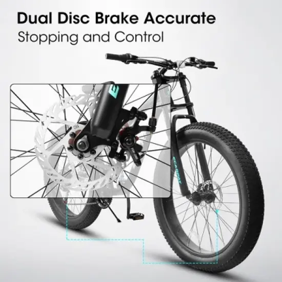 Gulches 26 inch Mountain Bike,Full-Suspension 21 Speeds Drivetrain with Disc-Brake MTB Bicycle, 26*4" Fat tire Bike for Men，Black image {6}