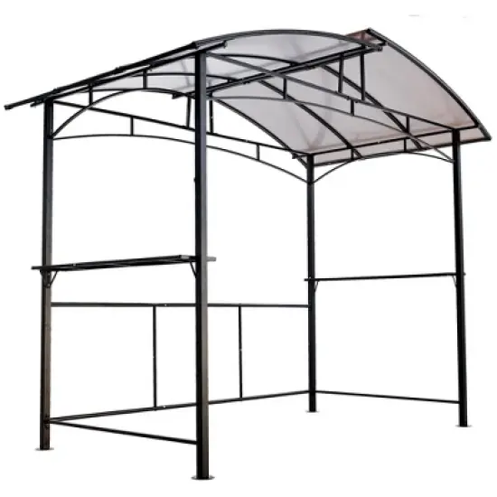 8x5ft Metal Grill Gazebo With Steel Hardtops Side Shelves Easy Assembly UV-Resistant Canopy BBQ Shelter For Outdoor image {7}
