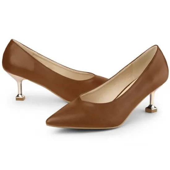 Allegra K Women's Pointed Toe Low Kitten Heel Dress Pumps image {8}