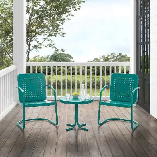 Bates 3pc Outdoor Chair Set - Turquoise - Crosley image {6}