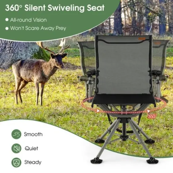 Costway 360 Degree Silent Swivel Hunting Chair w/ All-terrain Feet Pads Support 400 LBS image {4}