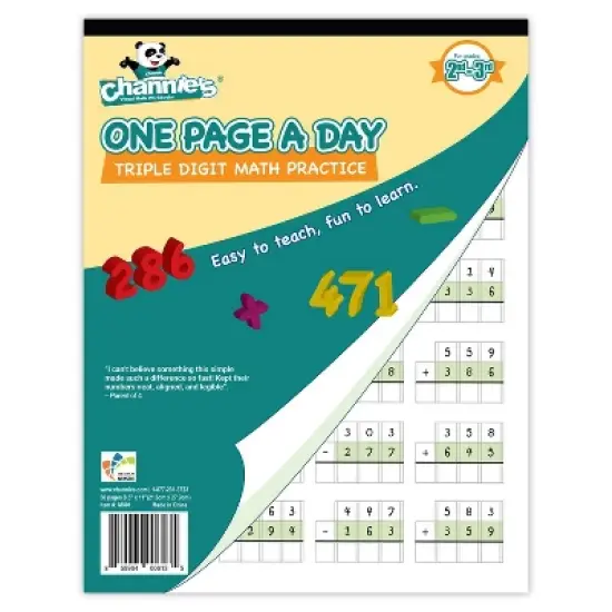Channie's 3pk One Page a Day Single, Double, Triple Digit Math Worksheets - 2-4th Grades image {3}