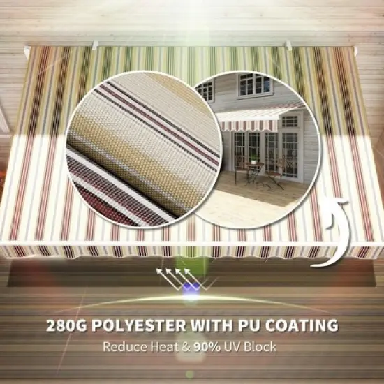 Resenkos Patio Awning, Outdoor Sun Shade Shelter Cover Awnings,13' x 8' Retractable Awning, Patio Awnings, Sunshade Shelter w/ Manual Crank Handle, image {5}