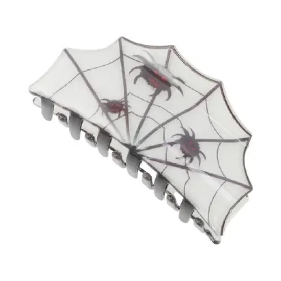 Unique Bargains Halloween Spiderweb Design Claw Clip Black White 1 Pc image {5}