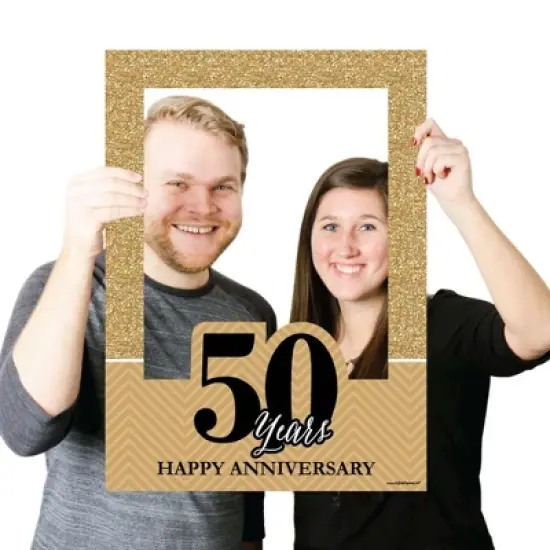 Big Dot of Happiness We Still Do - 50th Wedding Anniversary Selfie Photo Booth Picture Frame & Props - Printed on Sturdy Material image {2}