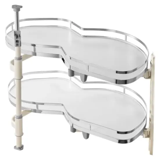 VEVOR Swing Right Blind Corner Cabinet, Pull Out Organizer for 36 inch Width Blind Cabinet, 2 Tier Height Adjustable Swing Tray, Silver image {8}