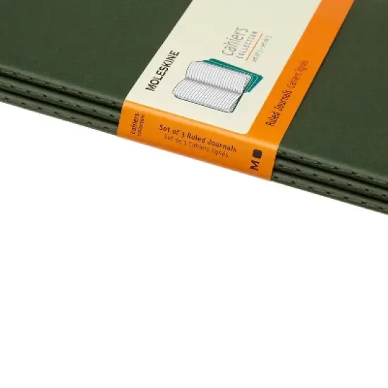 Moleskine 3pk 80pg Ruled Large Journal 8.27"x5.12" Cahier Myrtle Green: Pocket Notebook, Soft Cover, image {4}