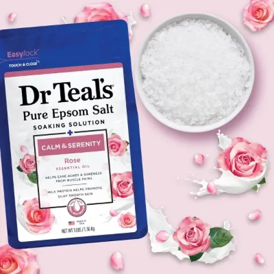 Dr Teal's Epsom Salt Magnesium Soak - Calm & Serenity with Rose Essential Oil & Milk Protein - 3 lbs image {4}