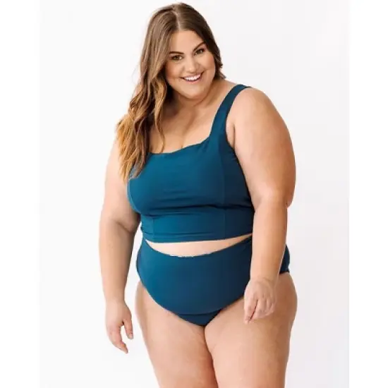 Lime Ricki Women's Indigo Square Neck Swim Crop image {2}