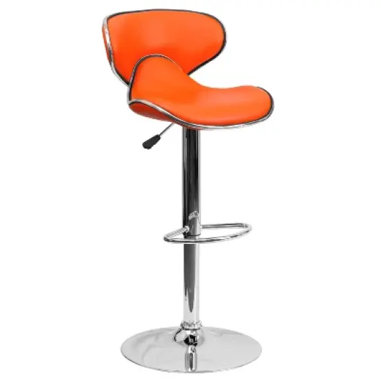 Flash Furniture Contemporary Cozy Mid-Back Vinyl Adjustable Height Barstool with Chrome Base image {13}