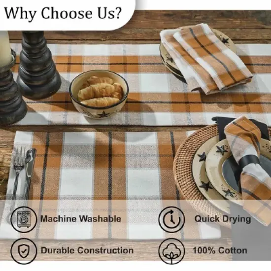 Park Designs Conley Orange Plaid Table Runner 13" x 36" image {4}