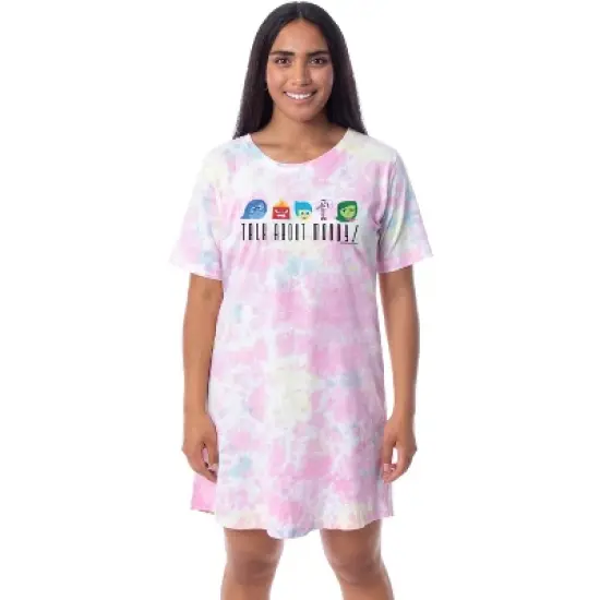 Disney Womens' Inside Out Movie Film Talk About Moody! Nightgown Pajama Multicolored image {3}
