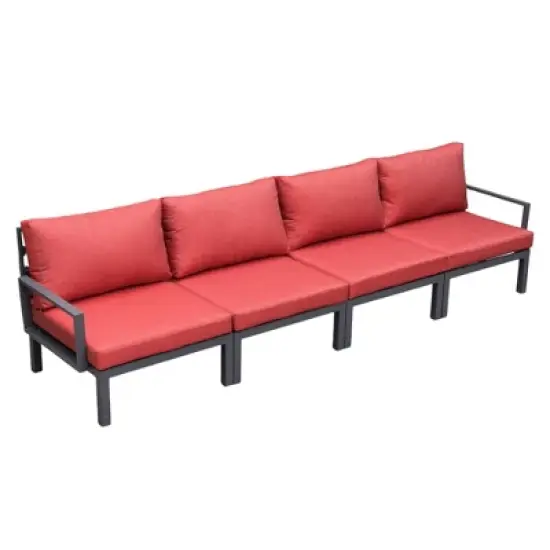 LeisureMod Hamilton Aluminum Patio Armchairs With Cushions Set of 4 image {18}