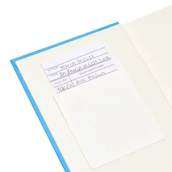 Best Paper Greetings 200 Piece Set of 100 Self Adhesive Library Card Pockets and 100 Due Date Cards for Book Checkouts, 3 x 5 In image {3}