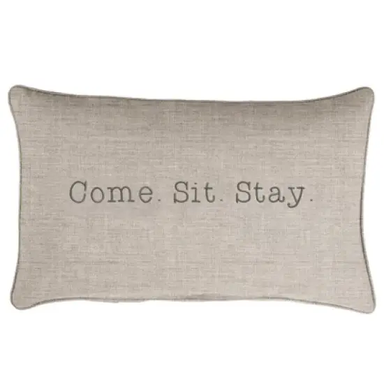 Indoor/Outdoor Come. Sit. Stay. Embroidered Lumbar Throw Pillow - Sorra Home image {6}