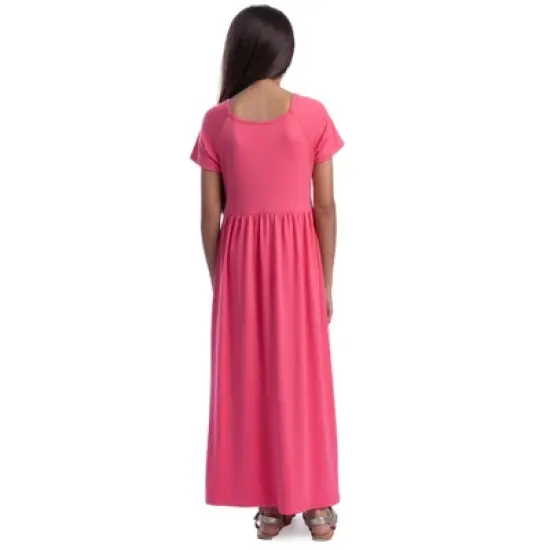 24seven Comfort Apparel Girls Short Sleeve Pleated Maxi Dress image {2}