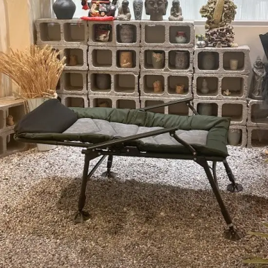 YUHAO Outdoor Adjustable Backrest Portable Folding Reclining for Camping Beach Hiking Fishing，Green+black+grey image {10}